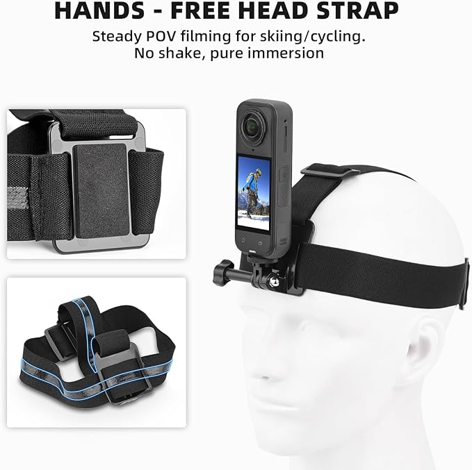 BRDRC Accessories Kit for Insta 360 X5 X4 Air, Chest Mount Head Strap Harness Backpack Clip Holder Wrist Strap, 360°Rotating Adapter + Quick Release for Insta360 One X5 X4 X3 X Camera Accessory Bundle