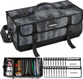 Large Fishing Tackle Bag for Soft Plastic Baits Storage, 20PCS Soft Bait Clear Storage Bag, Fishing Gear Organizer for Weights, Reels & Hooks, 900D Waterproof Oxford Fabric