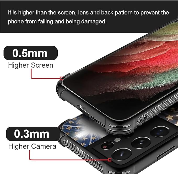 for Samsung Galaxy S21 Ultra Case, Red American Flag Horse Cross Pattern Graphic Design Girl Boy Soft Silicone Hard Acrylic Shock Protection for Samsung Galaxy S21 Ultra