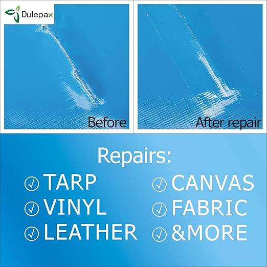 Dulepax Tent Repair Tape,Ultrastrong Awning Repair Tape,Boat Covers Repair,Double Layer RV Covers Repair Kit,Tarp Repair,Canvas Pctch Kit,Sail Tape 1 Roll of 16.4' x 2.95"