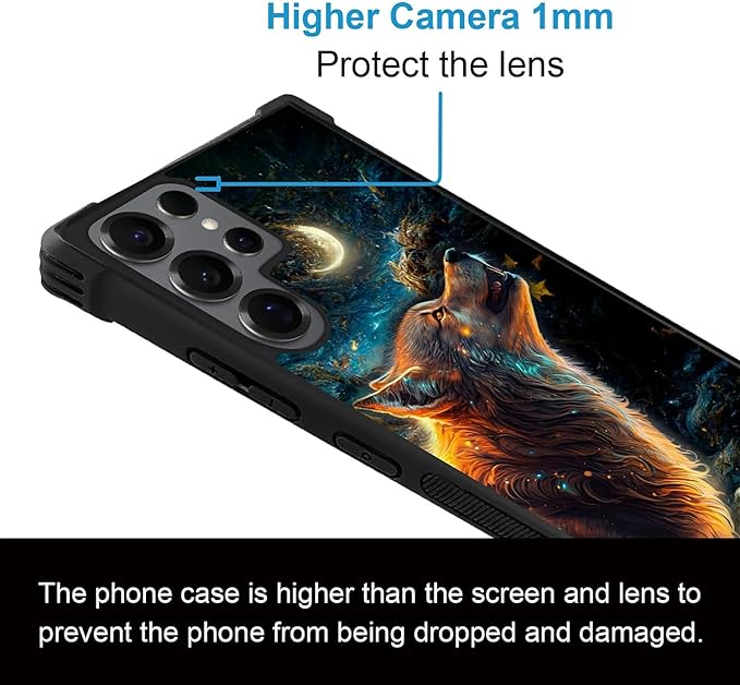 for Samsung Galaxy S25 Ultra Case,Graphic Design for Girl Boy Soft Silicone Hard Acrylic Shock Protection Designed for Samsung Galaxy S25 Ultra Star Cave Hungry Wolf Pattern