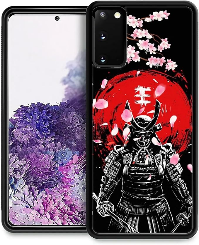 for Samsung Galaxy S20 Case, Sakura Japanese Samurai Pattern Graphic Design Girl Boy Soft Silicone Hard Acrylic Shock Protection for Samsung Galaxy S20