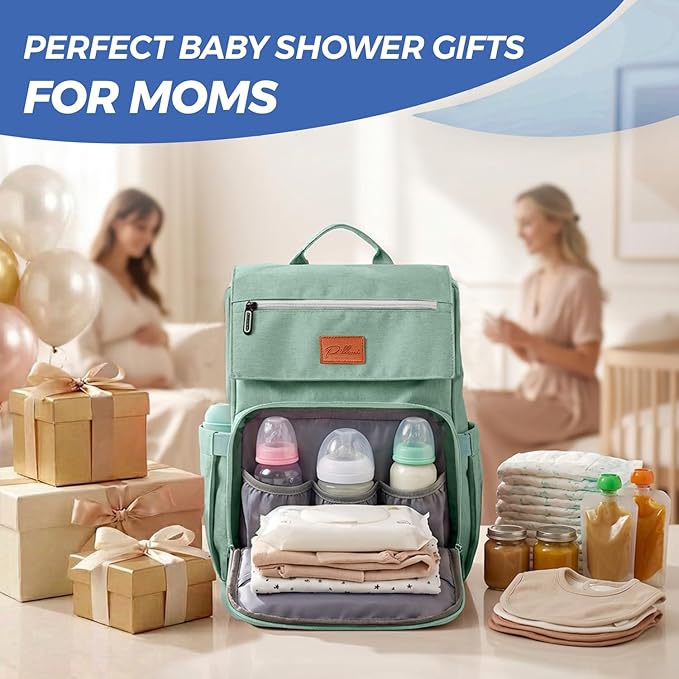 PILLANI Baby Diaper Bag Backpack - Large Bag for Boys & Girls, Waterproof Diaper Backpack - Travel Diaper Bags w/Changing Pad, Baby Registry Search & Shower Gifts - Essentials Must Haves Newborn Stuff