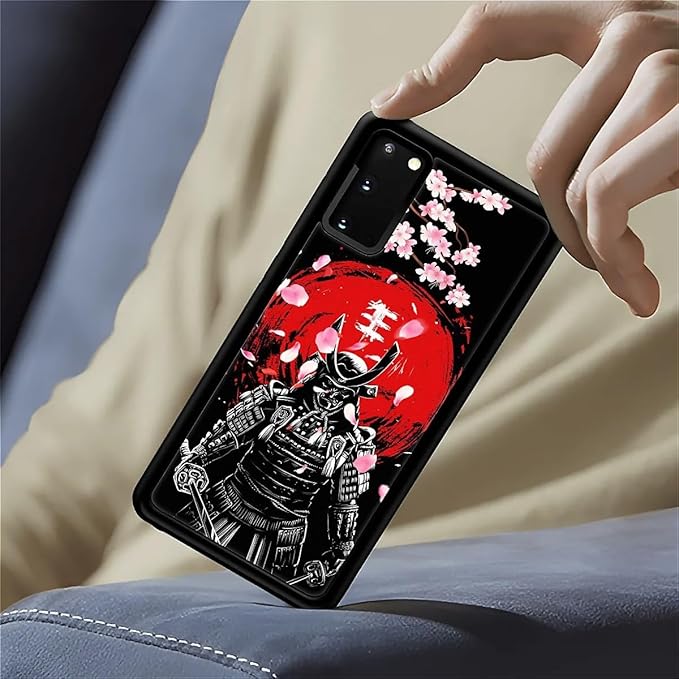 for Samsung Galaxy S20 Case, Sakura Japanese Samurai Pattern Graphic Design Girl Boy Soft Silicone Hard Acrylic Shock Protection for Samsung Galaxy S20