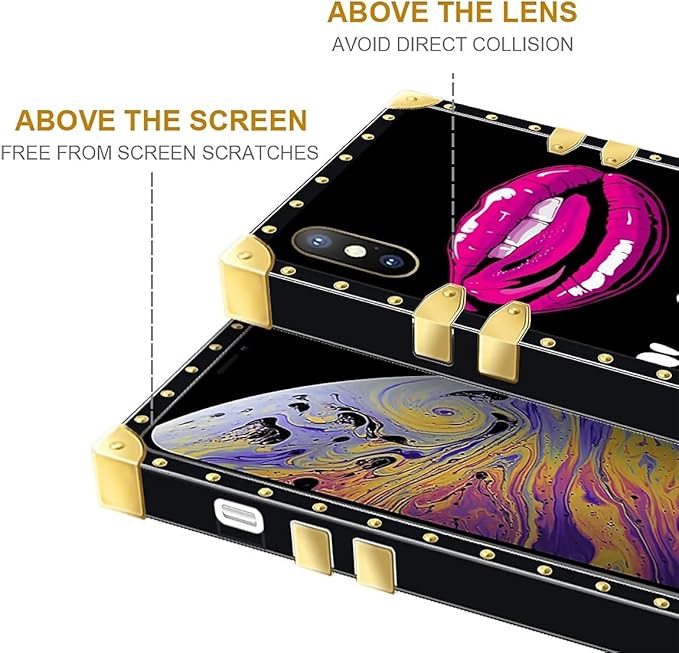 Compatible with iPhone XR Case, Black White Red Slap Sexy Luxury Golden Decoration for Girl Women Soft TPU Shockproof Protective Hard PC Back for iPhone XR