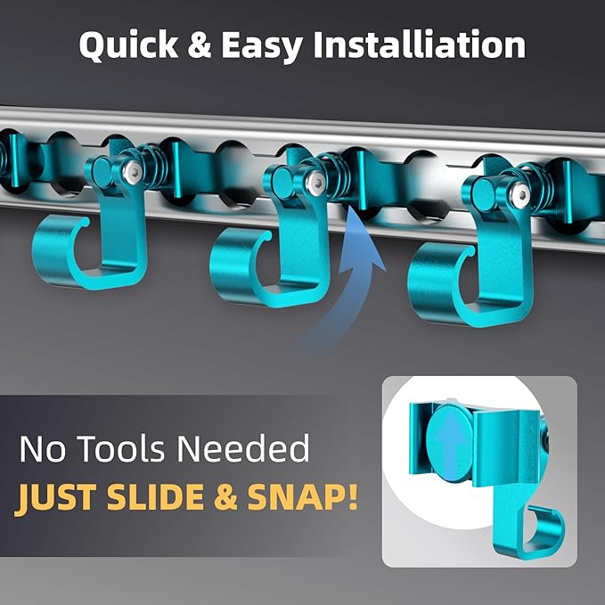 4 Pack L Track Hooks with Single Stud Fitting, Spring-Loaded Adjustable Gear Hook, Aluminum L Track Accessories for Trailer, Truck, Garage, Tie Down System, 100LBS Max Load Capacity – Blue