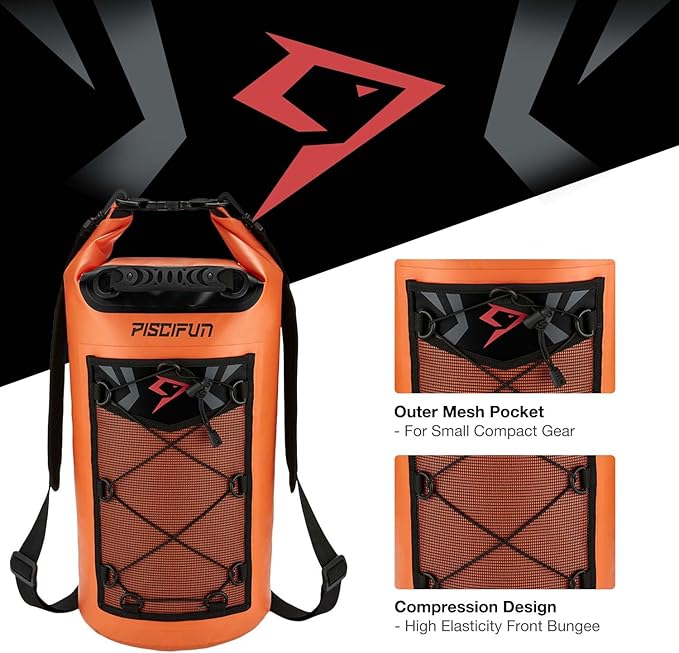Piscifun Dry Bag, Waterproof Floating Backpack 10L/20L/30L/40L with Waterproof Phone Case for Boating, Kayaking, Fishing