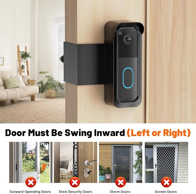 Blink Doorbell Mount, Anti-Theft Doorbell Mount for Blink Video Doorbell 1st Gen & 2nd Gen, No Block Sensor & Night Vision, Doorbell Camera Mount Bracket with Rain Cover