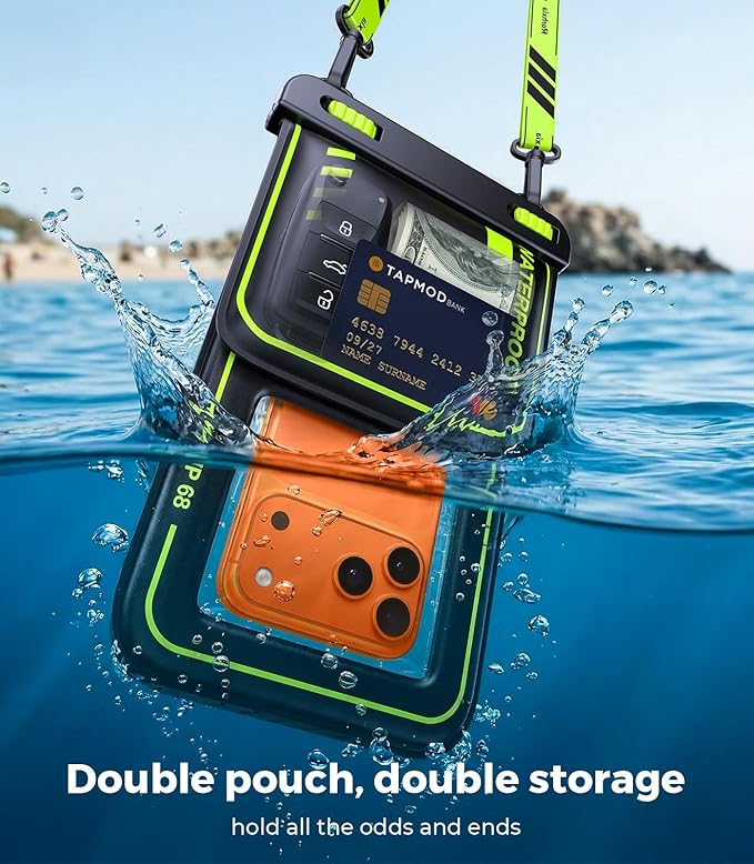 Rorhxia [Enhanced Waterproof Freedom] IP68 Waterproof Phone Pouch Double Space, Floating Waterproof Phone Case with Lanyard Dry Bag for iPhone 17 Pro Max 16 15 S26 S25 Travel Beach & Water Adventures
