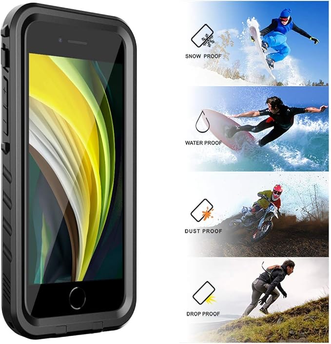 SPORTLINK Waterproof Case for iPhone SE 3rd 2022/iPhone SE 2nd 2020/iPhone 7/8 - Full Body Shockproof Dustproof Phone Screen Protector Rugged Waterproof Case for iPhone SE3/SE2/7/8 (Black)