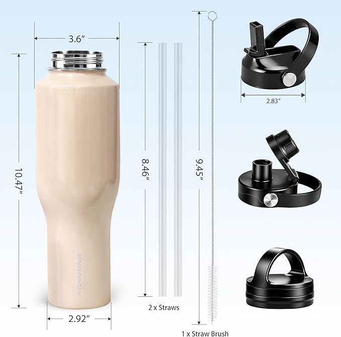 HYDROWION Water Bottle Stainless Steel,Vacuum Insulated Leak Proof Tumbler 32oz with Straw Lid, Spout Lid and Flex Cap(Cold for 48 Hrs, Hot for 24 Hrs), Fit in Any Car Cup Holder, Laser Pink