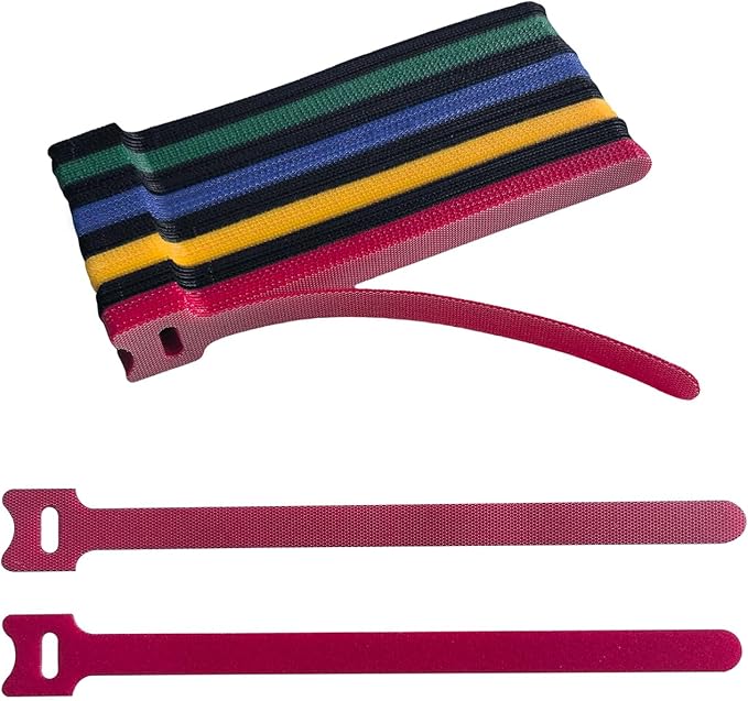 160PCS 8inches Cable Ties Reusable Multi-Colour Cord Straps Multi-Purpose Wire Ties Cord Wrap Hook and Loop Organizer Adjustable Cable Management