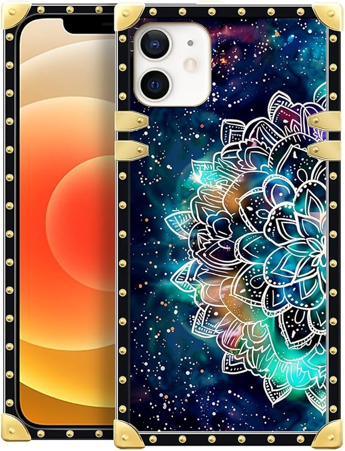 Compatible with iPhone 11 Case, Starry Sky Colourful Mandala Luxury Golden Decoration for Girl Women Soft TPU Shockproof Protective Hard PC Back for iPhone 11