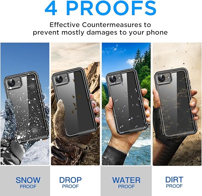 AICase for iPhone 17e Case Waterproof, Clear Water Proof Shockproof Dustproof Snowproof Full Body Rugged Transparent Underwater Phone Case for iPhone 17e 2026 Built-in Screen Protector
