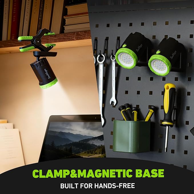 4-Pack Rechargeable LED Work Lights, 360-Degree Adjustable Spotlights with Magnetic Base, Clamp Lights for Barbecue, Workshop, Construction Site, Car Repairing and Home Using