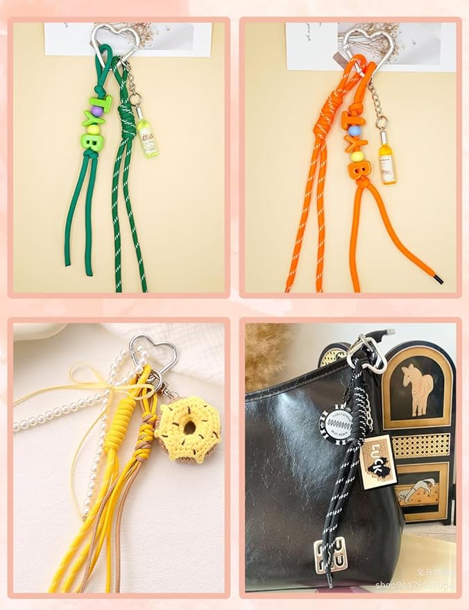 8/13/18/20/30 Pack Paracord Keychain Rope Bag Charms Colorful Braided Charms for Key Chain Purse Backpack Handbag