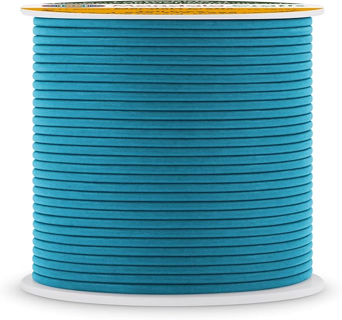 Mandala Crafts Round Genuine Teal Leather Cord for Jewelry Making – 1mm Cowhide Leather Rope String Lace for Kumihimo – 20 Yards Cowhide Craft Cording Spool