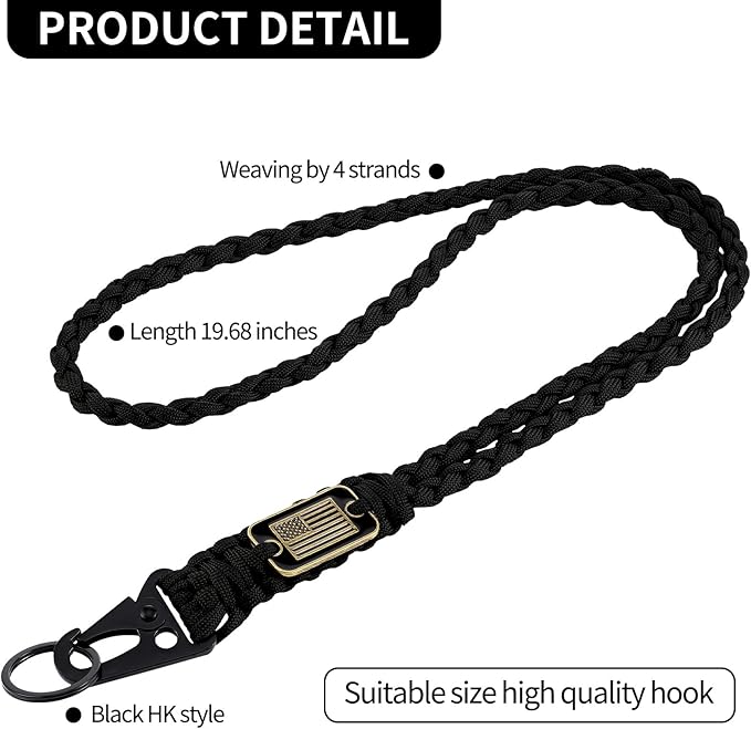 Frienda 2 Set Heavy Duty Paracord Lanyard Necklace Whistles Strap Braided 550 Keychain Lanyard for Outdoor Activities Camera