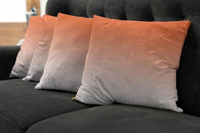 Ambesonne Ombre Decorative Throw Pillow Case Pack of 4, Scorching Sunset in The Hot Desert Inspired Dusk Orange Ombre Digital Art Design Print, Cushion Cover for Couch Living Room Car, 18", Orange