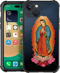 for iPhone 14 Plus Case, Red Virgen Guadalupe Pattern Made of Soft Silicone Hard Acrylic Shock Protection for iPhone 14 Plus