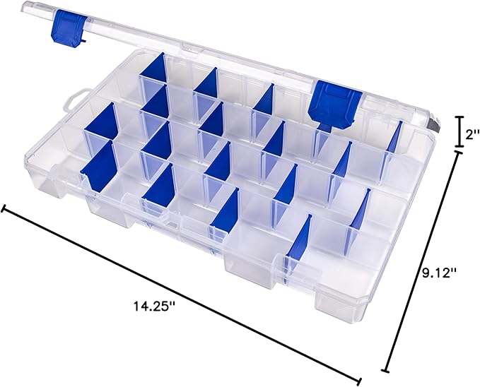 Flambeau Outdoors 5007 Tuff Tainer Fishing Tackle Box with Zerust Anti-Rust Dividers - Includes 18 Dividers, 36 Compartments, Clear Fishing Lure Organizer - 14.25" x 9.125" x 2"