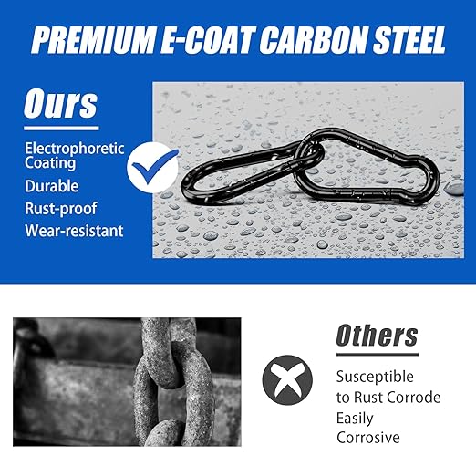 Carabiner Clip Hook, 3.15 inch 10 pcs Black Heavy Duty Spring Snap Hook Key Chain, Carabiners Clips for Outdoor Camping, Swing Set, Hammock, Hiking Travel, Fishing, Quick Link Keychain