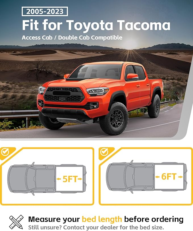 Trumgeta Front Bed MOLLE Panels Fit for 2016-2023 Toyota Tacoma 5FT Bed, Heavy-Duty Aluminum Truck Storage Organizer System for Camping, No-Drill Installation Truck Bed Organizer Accessories
