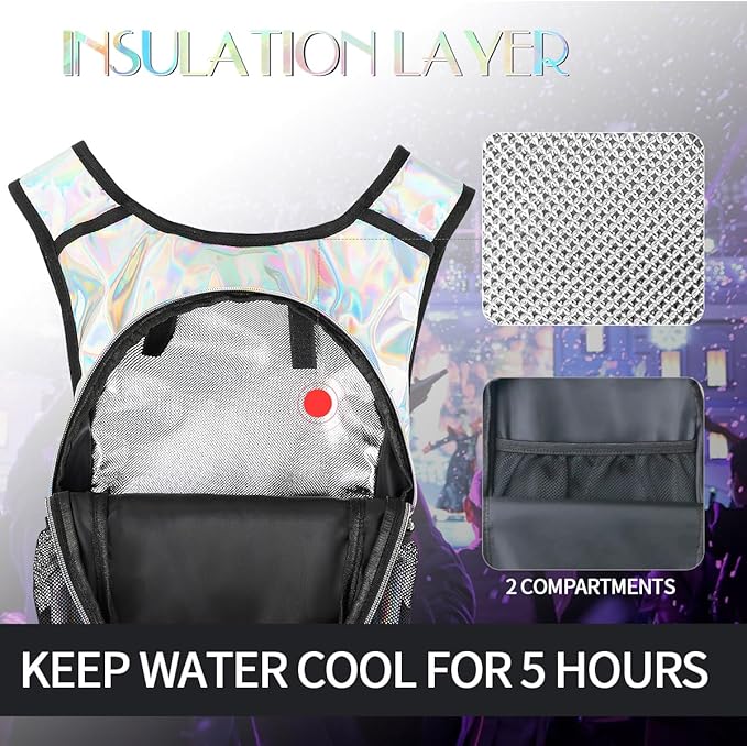 Hydration Pack, Water Backpack with 3L Hydration Bladder Lightweight Insulation, Festival Essential, Rave Hydration Backpack, Hydropack Backpack for Rave, Hiking, Biking, Festival Gear