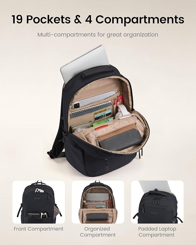 LOVEVOOK Laptop Backpack for Women Men with Giant Tumbler Holder - 15.6Inch Work Computer Travel Backpack with Laptop Compartment, Water Resistant, Cute Commuter College Teacher Nurse Purse Bag,Black