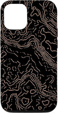 Topography Black & Brown Abstract Pattern Topographic Map Case for iPhone 12/12 Pro