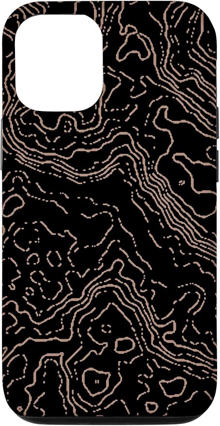 Topography Black & Brown Abstract Pattern Topographic Map Case for iPhone 12/12 Pro