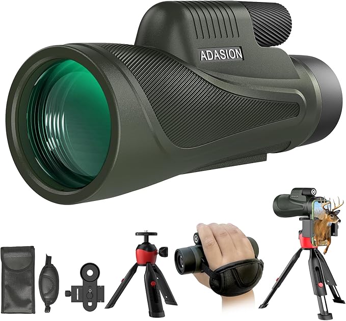 12x56 HD Monocular Telescope High Powered for Adults with Smartphone Adapter, High Powered Monocular Scope with Clear Low Light Vision for Star Watching, Bird Watching, Hiking, Concert