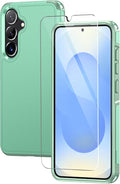 Lanhiem for Samsung Galaxy S25 S24 Phone Case with Tempered Glass Screen Protector, Shock Absorption, Anti-Scratch Shockproof Case Cover for Samsung S25 S24, Green