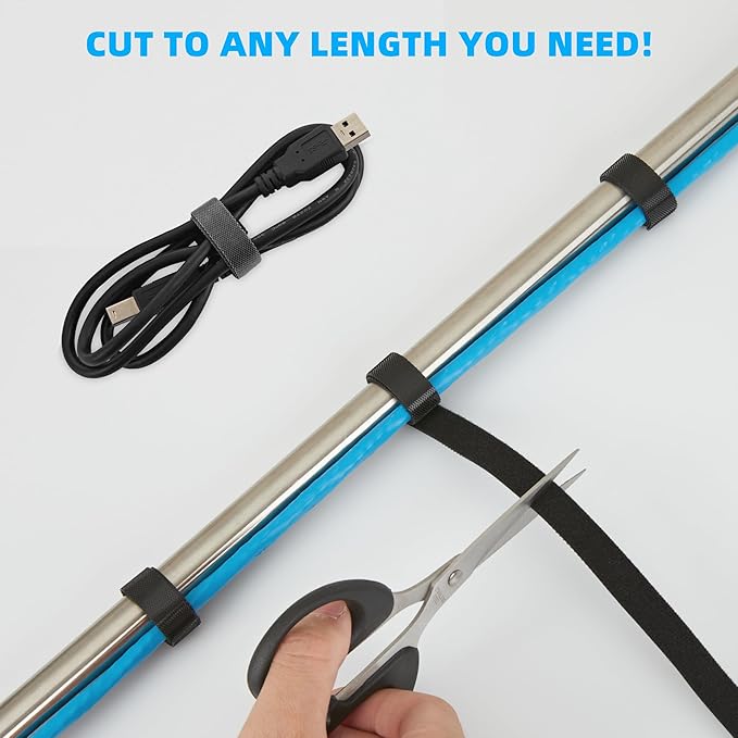 75 ft x 1/2 inch Hook and Loop Roll, Reusable Fastening Cable Ties, Multi-Purpose Cable Management Wire Ties Cable Straps for Organizing Home, Office and Data Centers