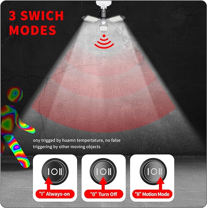 Motion Sensor Garage Light, 80W Garage Lights Ceiling Led Motion Activated,Dusk to Dawn Sensor Lights,Ultra Bright LED Shop Light Bulb,Screw in Shop Lights for Barn,Basement(2Pack)