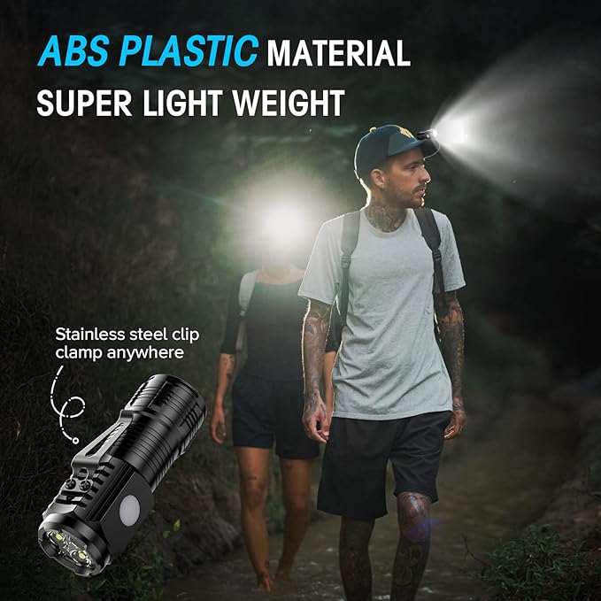 LETMY Rechargeable Mini Flashlights with Magnetic Base, 4 Pack Bright 3 LED Flash Lights, Small EDC Flashlight with Belt Clip, 4 Modes Portable Rechargeable Flashlights for Emergency Camping Home