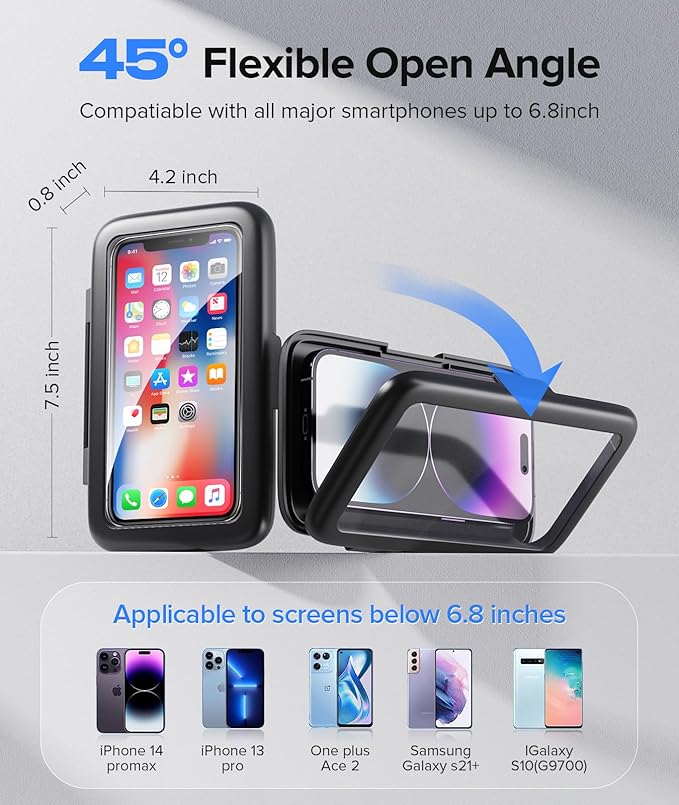 LC-dolida Shower Phone Holder Waterproof 480 Rotation Phone Stand Case Mount for Bathroom Batheub Kitchen Wall Mirro Compatible with iPhone 17 16 15 14 13 Plus Pro Max XS XR up to 6.8" Cell Phone