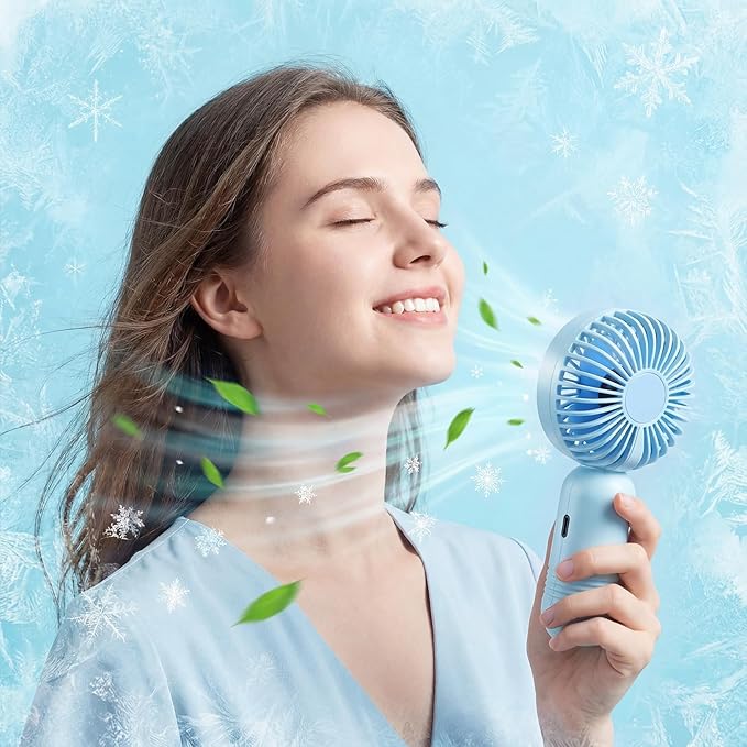Rossesay 36 Pcs Mini Portable Fan Bulk Cute Handheld Lightweight Small Little Personal Hand Eyelash Fan 3 Speeds USB Rechargeable for Women Men Indoor Outdoor Makeup Travel (Blue)