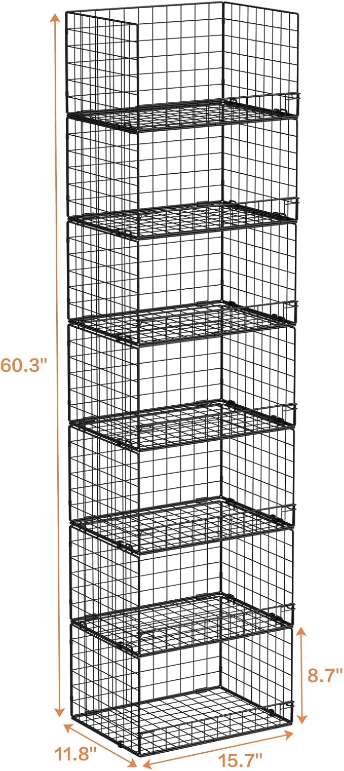 Yociyoga 7-Tier Stackable Closet Organizers and Storage Shelves, Foldable Closet Shelf Organizer System, Stackable Storage Bins Drawers for Closet Organizer System, Black（Patent No. 30022416）
