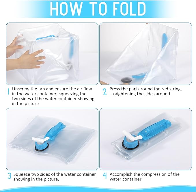Reallnaive 3 Pack Collapsible Water Container with Spigot, Foldable Camping Water Container Portable Camping Storage Carrier Jug for Outdoors Hiking Emergency Kit Backpack(Blue,5.3 Gallon)