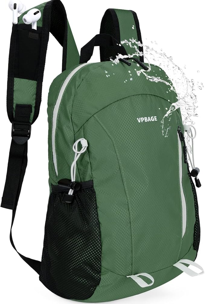 VPBAGE 15L Water-resistant Hiking Daypack, Small Backpack Travel Outdoor, Lightweight Packable Day Pack Carry On for Women Men Adults