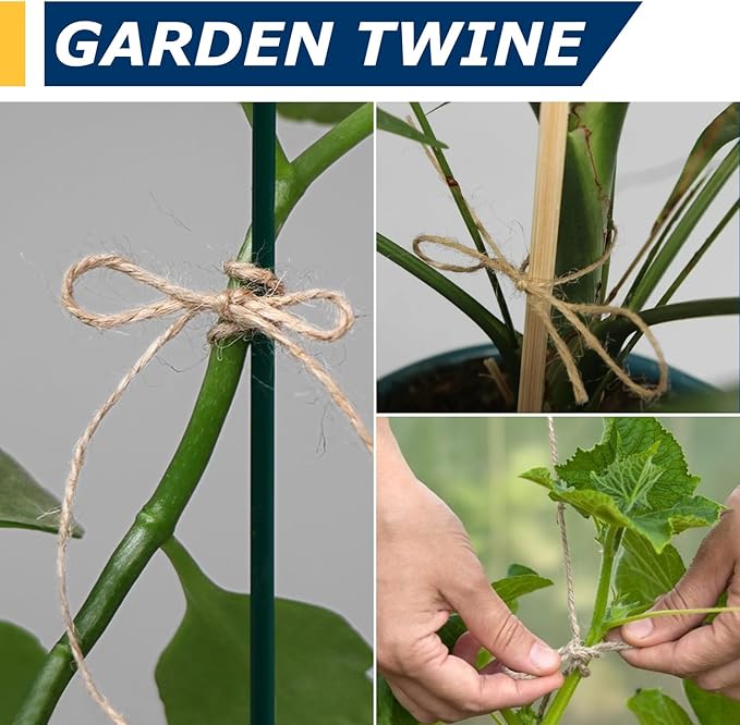 Vanhench Jute Twine Rope 1/13" (2mm) x 1100FT, Natural Jute String Cord for Crafts Gardening Garden Plant Gift Wrapping Rope Arts & Crafts Packing Material Christmas Twine Bulk Halloween Decorations