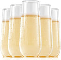 FOCUSLINE 24 Pack 9 Oz Clear Plastic Champagne Flutes, Stemless Plastic Champagne Glasses Clear, Heavy Duty Toasting Glasses, Shatterproof and Disposable Cups Perfect For Any Party