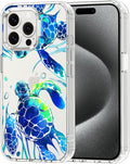 MOSNOVO Case for iPhone 15 Pro Max, [Buffertech 6.6ft Military-Grade Drop Protection] [Anti Peel Off Tech] Clear TPU Bumper Phone Case Cover Design - Sea Turtles
