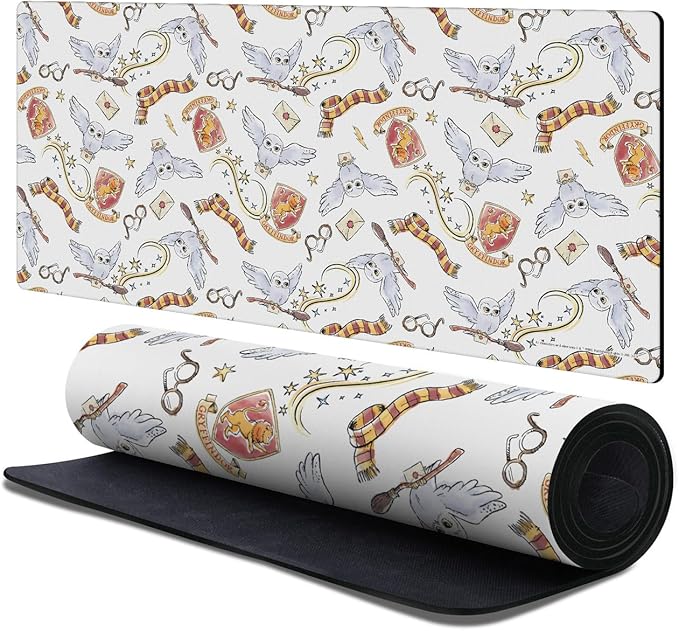 Head Case Designs Officially Licensed Harry Potter Hedwig Owl Pattern Graphics 37.4 x 15.75 x 0.16 inches (900 x 400 mm) - XL Gaming Office Desk PC Keyboard Mouse Mat Pad