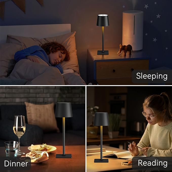 Yogaret 4 Pack Rechargeable Cordless Led Table Lamps,Cordless Lamp with 6000mAh Battery Operated, Portable Indoor/Outdoor Table Lamp for Patio Restaurant Home Dinner Dining Kitchen
