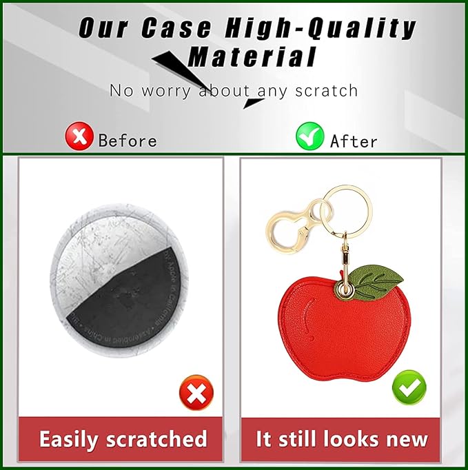 Leather Keychain Holder Case Compatible with AirTag,Cute air tag Cover with Keychain Ring,GPS Tracker Case for Keys