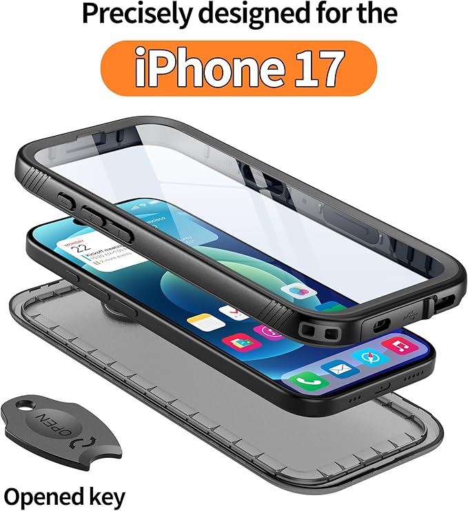 Cozycase TOP Waterproof Case for iPhone 17 - Military Heavy Duty 360 Shockproof Full Body with Screen Camera Protector Double IP68 Water Dust Drop Proof Hard Rugged Tough Bumper Front Back Slim Cover