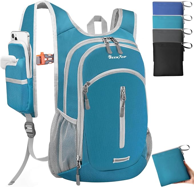 Seektop Small Hiking Backpack Expandable 12L-15L, Lightweight Packable Waterproof Daypack with Phone Pocket for Women Men