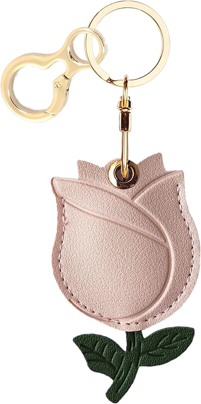 Leather Keychain Holder Case Compatible with AirTag,Cute air tag Cover with Keychain Ring,GPS Tracker Case for Keys